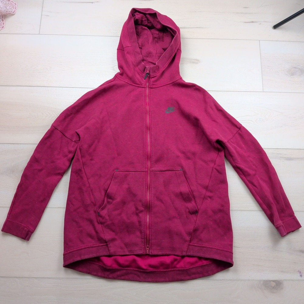 Nike Sportswear Tech Fleece Cape Hoodie Womens Medium Red 811710-620